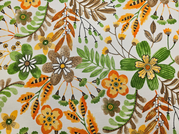 Dekor, lažji - zeleno, oranžne, rjave rože