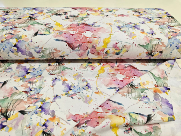 Bombažni jersey,digitalni- abstraktni vzorec na beli osnovi