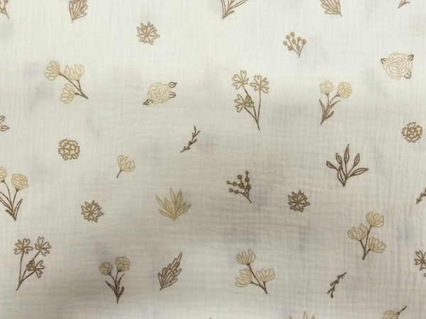 TETRA tkanina, dvoslojna-rožice na off white osnovi