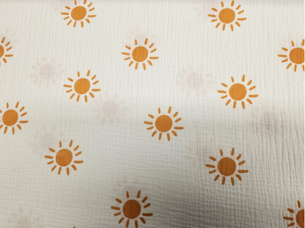 TETRA tkanina, dvoslojna , sonce na svetli smetana off white osnovi