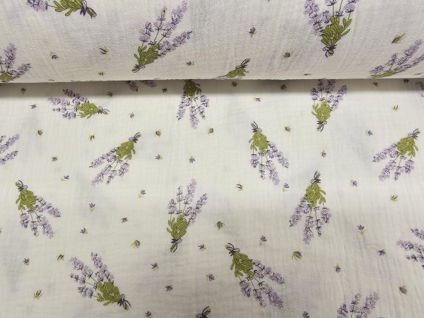 TETRA , GAZA ,tkanina, dvoslojna- lavanda, sivka na off white osnovi, ZADNJI KOS