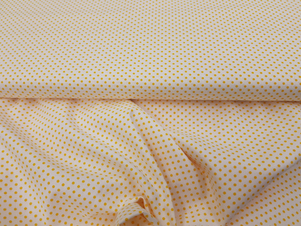 Bombažno platno-2 mm pike bela z rumenimi pikami