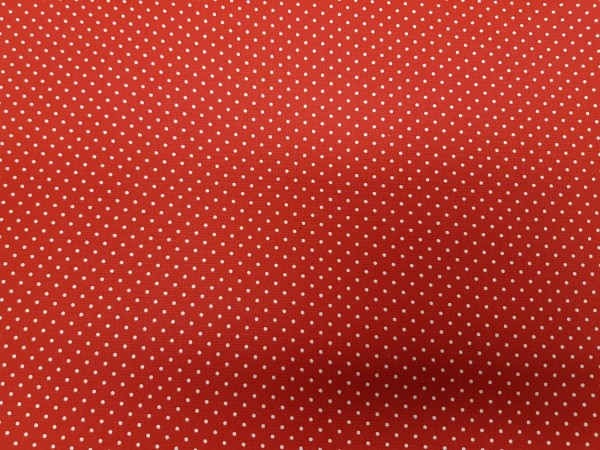 Bombažno platno-poplin pike, male bele pikice 2mm na rdeči podlagi