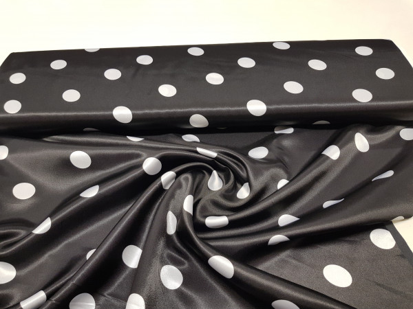 Saten za maškare-črn z belimi pikami