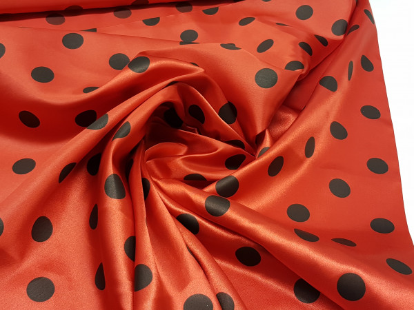 Saten za maškare-rdeč s črnimi pikami