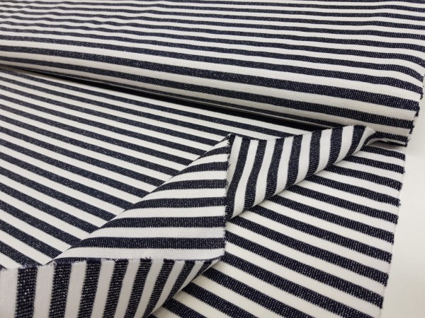 Jersey,bombaž,poliester,težji,kompaktni-temno modra črta lurex