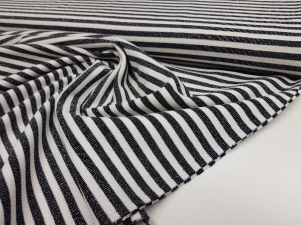Jersey,bombaž,poliester,težji,kompaktni-črna črta lurex