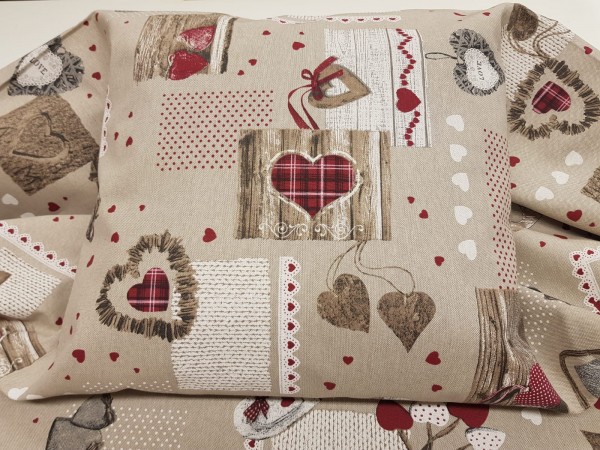 Dekor - srca v rdeči barvi, širina 280cm