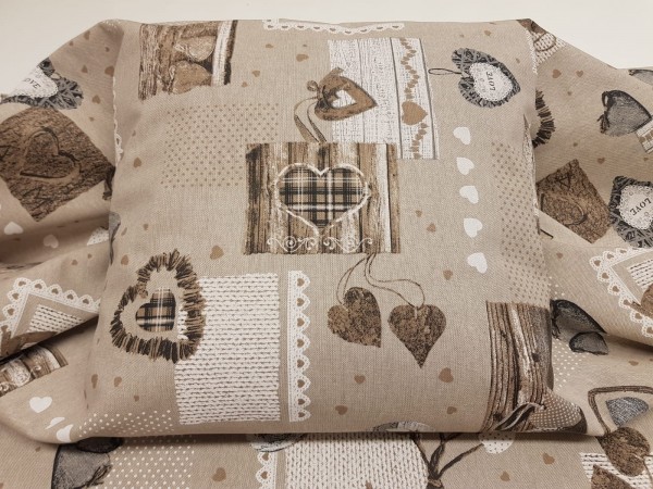 Dekor - srca v natur barvah, širina 280cm