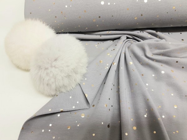 Bombažni jersey-zlate foil pikice na sivi osnovi