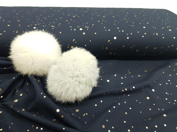 Bombažni jersey-zlate foil pikice na temno modri osnovi