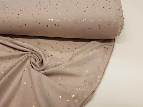 Bombažni jersey- foil pikice na bež osnovi