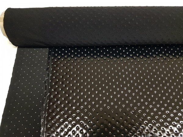 Perforirano umetno usnje, oblačilno, mehkejše -črna barva