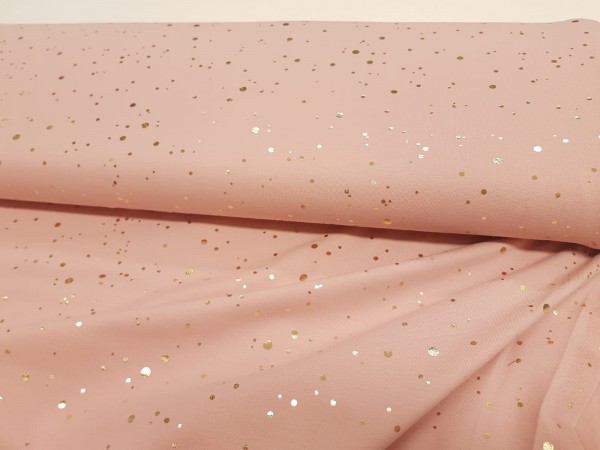 Bombažni jersey- foil pikice na puder roza osnovi