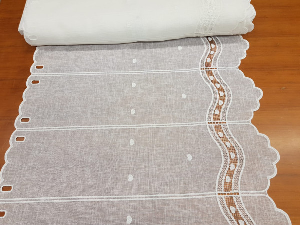 Zavesa 60 cm-srčki in bordura s srčki